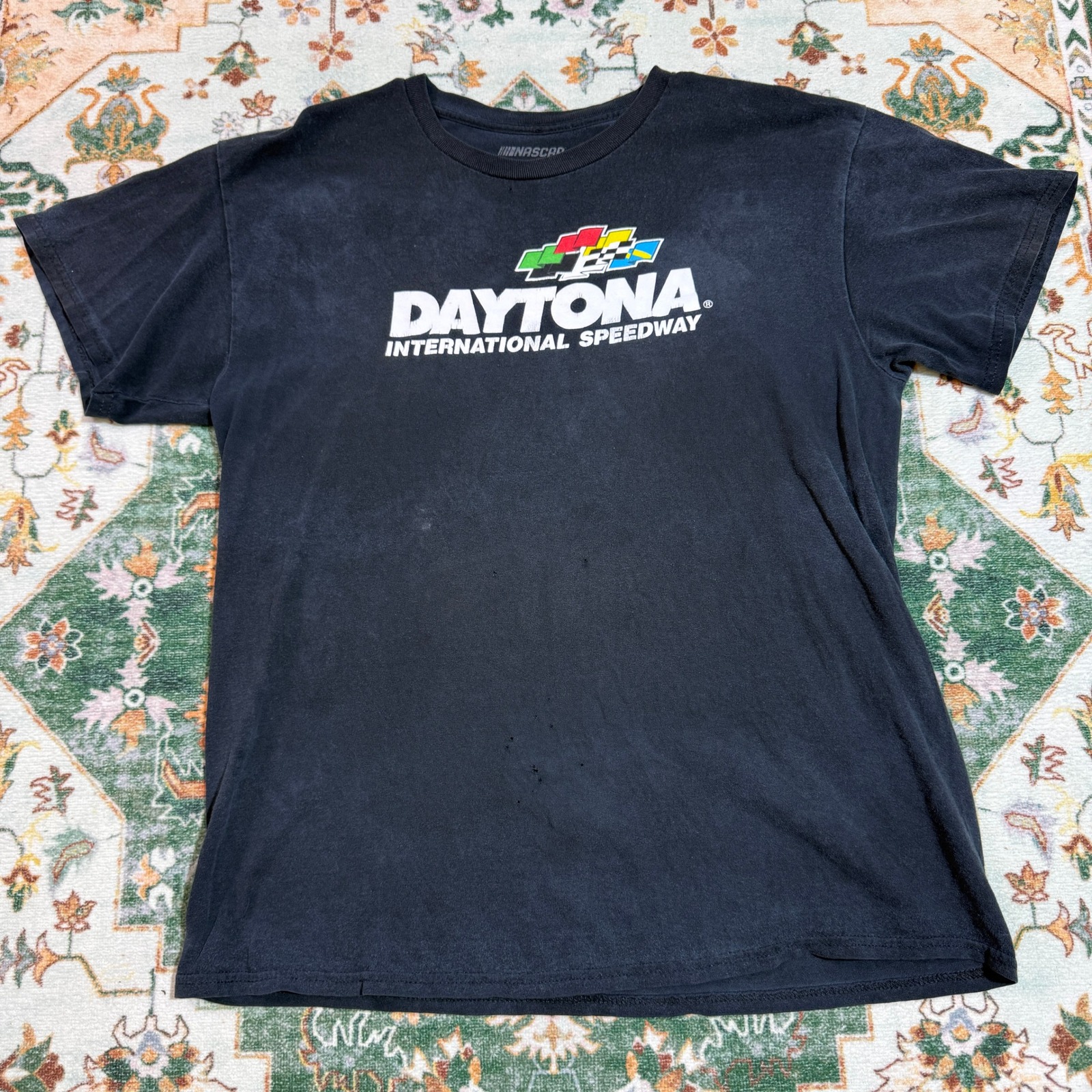 Nascar Daytona International Speedway Black Graphic T Shirt Mens Size L